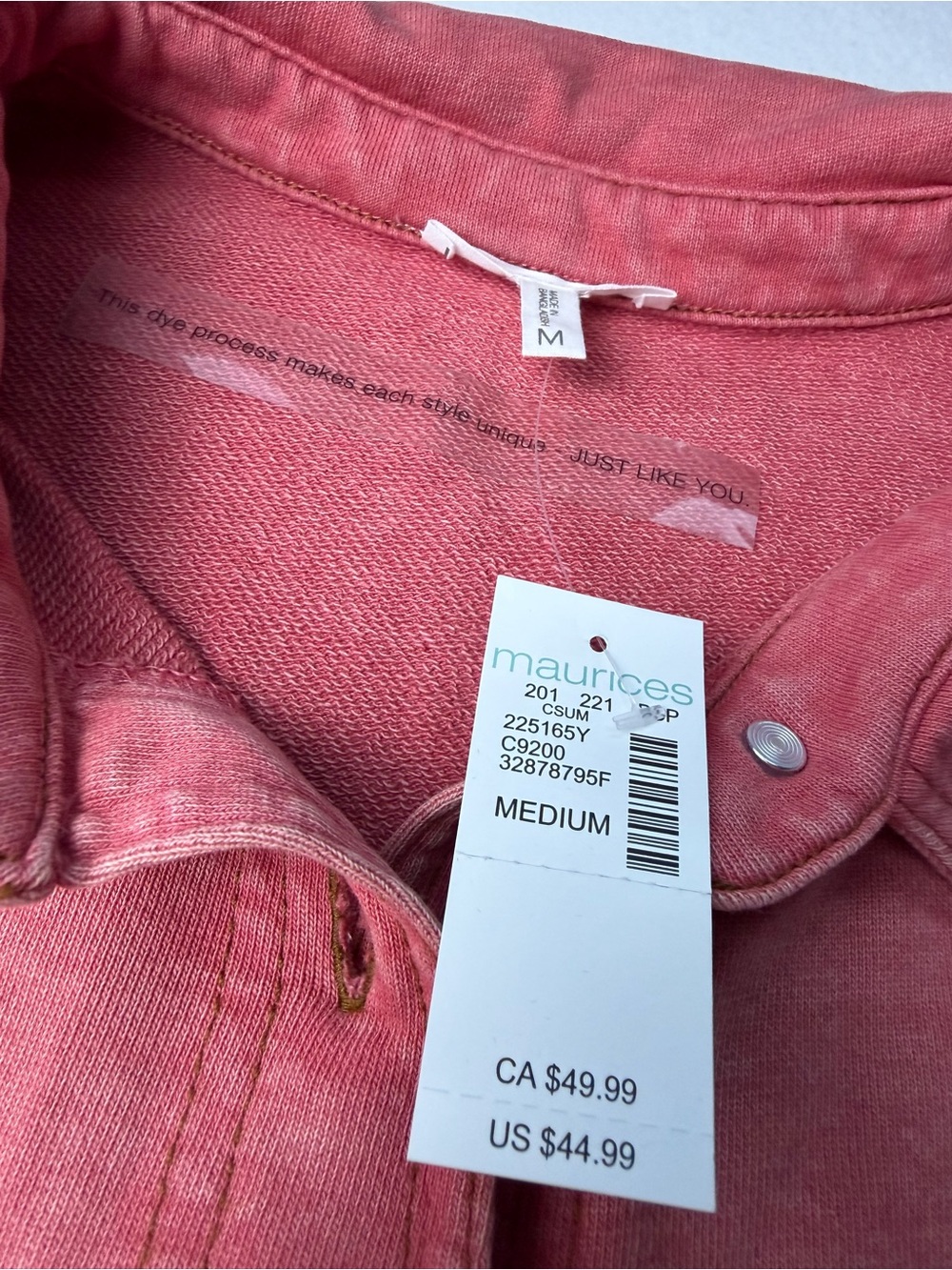 Maurices Washed Rose Button-Up Shacket Jacket - Picture 3 of 7